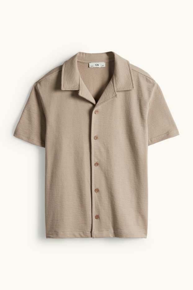 Kinder Buben - Hemd - strukturiert - taupe