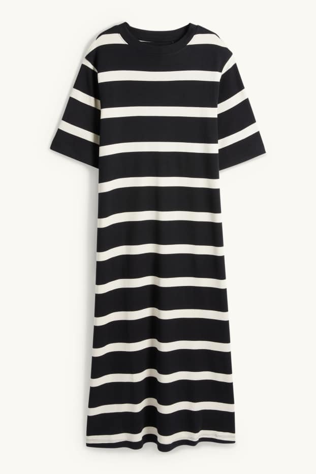 Femei - Rochie-tricou - cu dungi - negru / nej