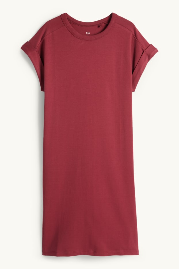 Femmes - Robe-T-shirt - rouge foncé