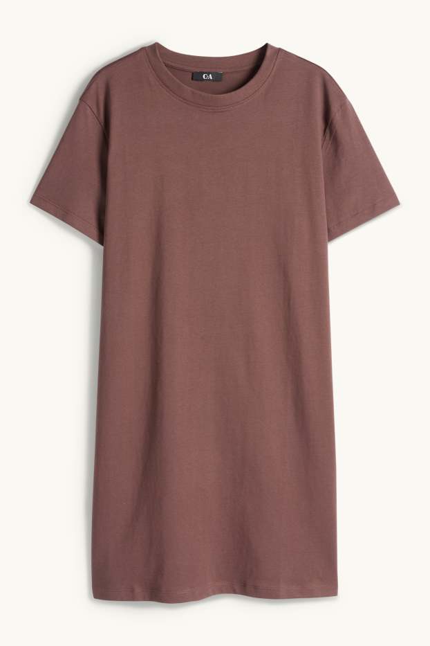 Femmes - Robe-T-shirt - straight fit - marron foncé