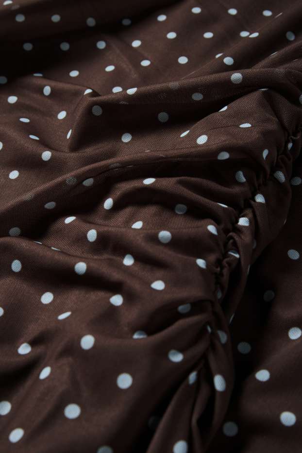 Femmes - Robe en maille-filet - à pois - marron foncé