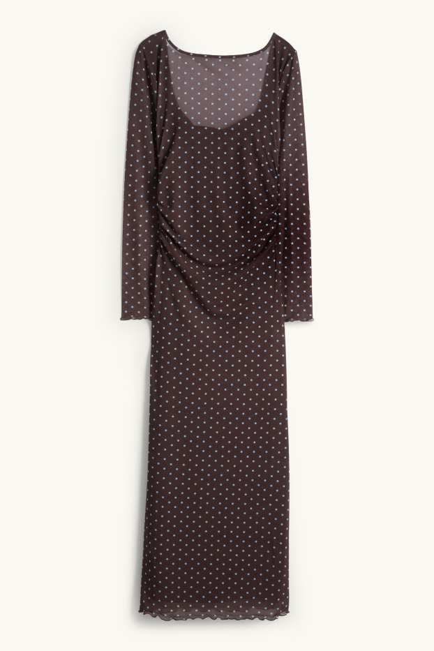 Femmes - Robe en maille-filet - à pois - marron foncé