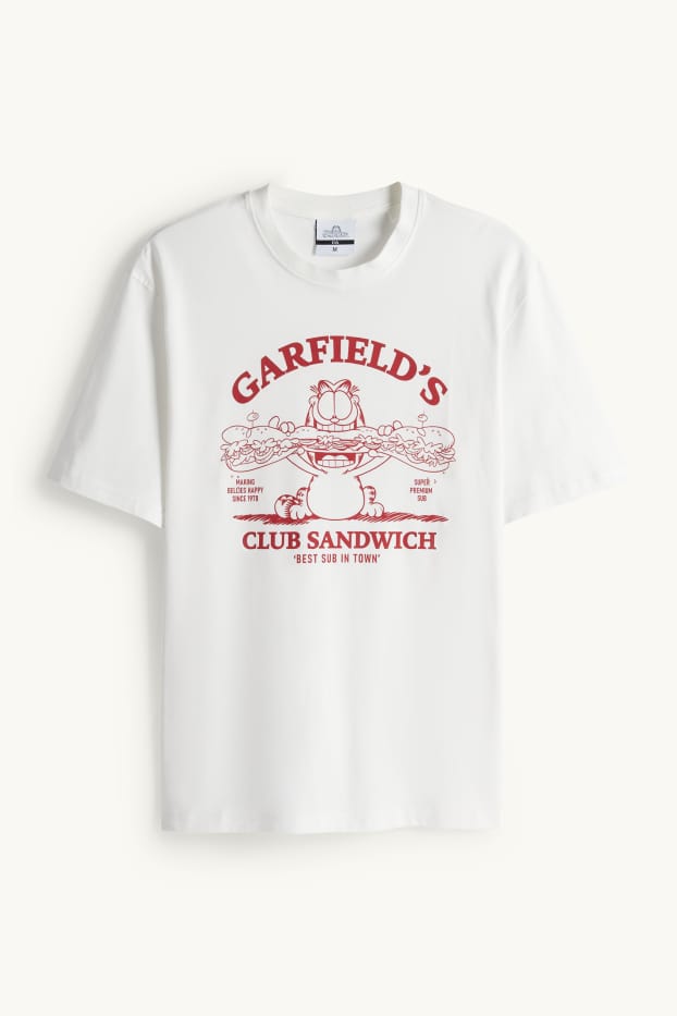 Herren - T-Shirt - Relaxed Fit - Garfield - weiss