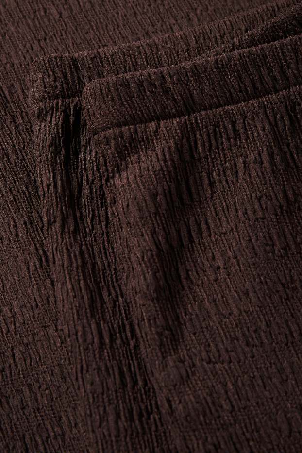 Damen - Flared Leggings - strukturiert - dunkelbraun