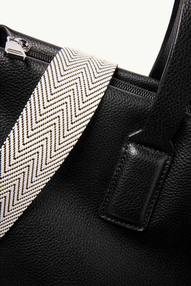 Damen - Großer Shopper mit abnehmbarem Taschengurt - Lederimitat - schwarz