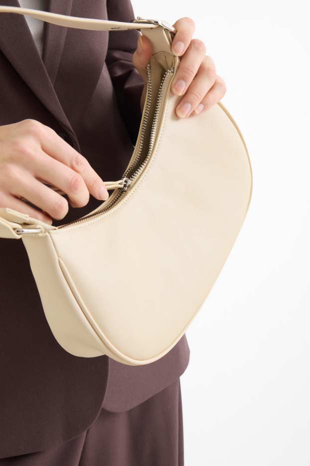 Donna - Borsa da portare a spalla - similpelle - bianco crema