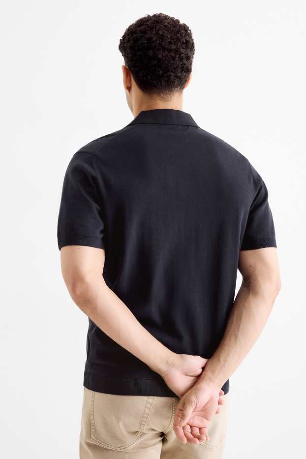 Bărbați - Tricou polo din tricot - regular fit - albastru închis