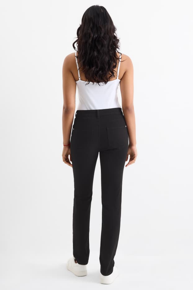 Dona - Pantalons de tela - high waist - slim fit - negre