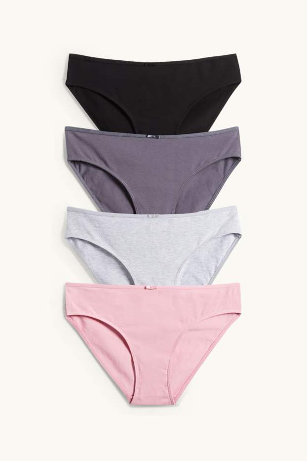 Femmes - Lot de 4 - culottes - noir / rose