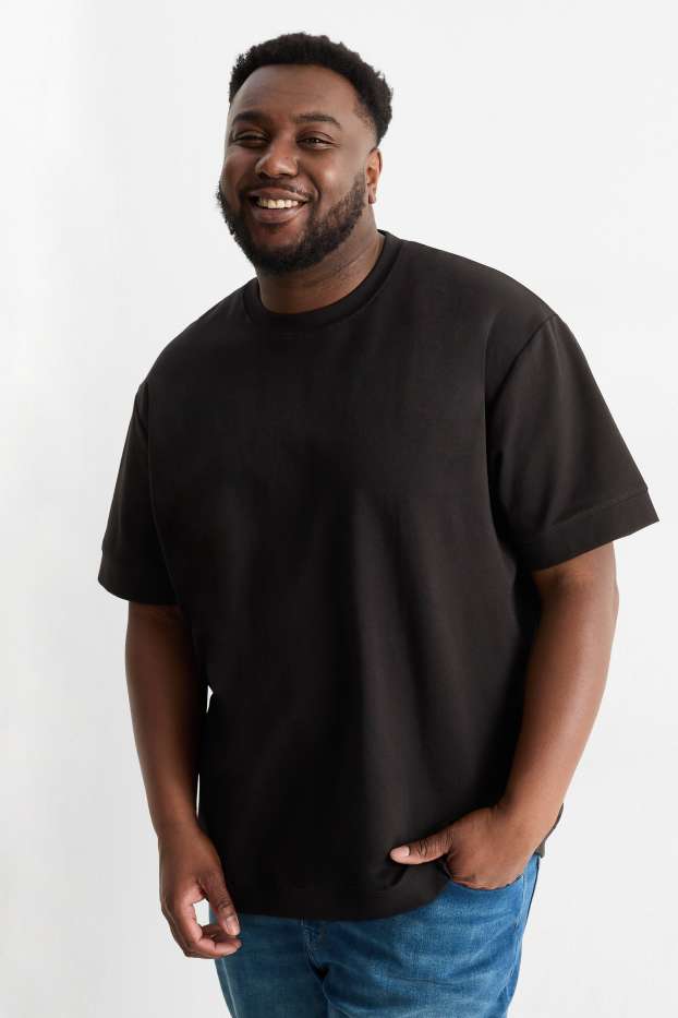 Heren - T-shirt - relaxed fit - zwart