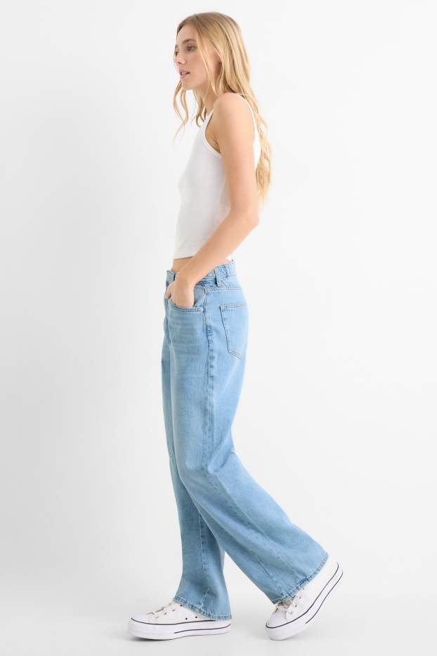 Damen - Balloon Jeans - Mid Waist - helljeansblau