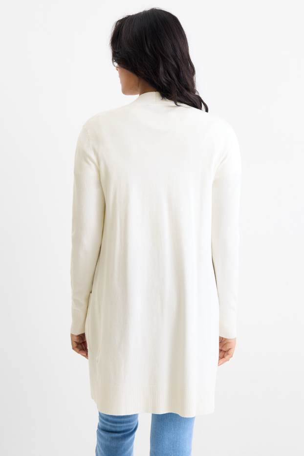 Dames - Lang gebreid vest - wit