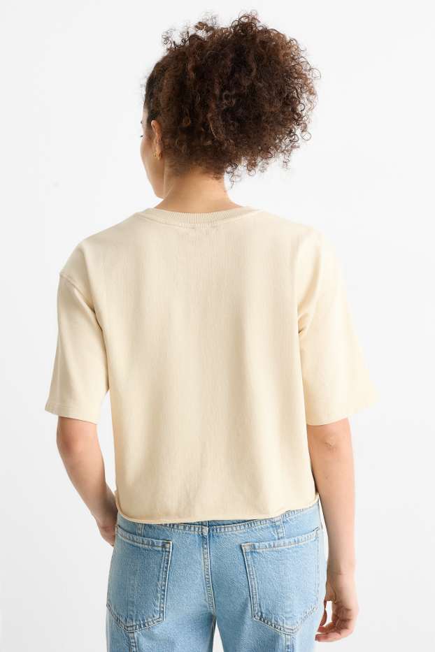 Donna - T-shirt corta - relaxed fit - bianco crema