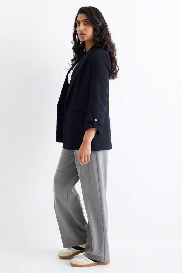 Damen - Stoffhose - Mid Waist - Wide Leg - grau