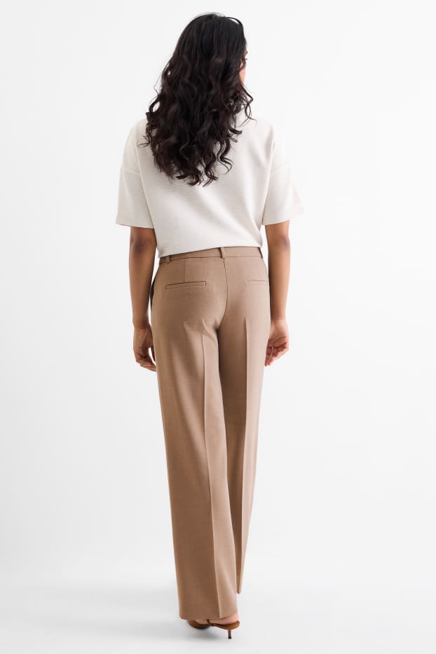 Femei - Pantaloni office - talie medie - wide leg - taupe