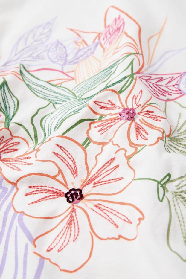 Femei - Tricou - regular fit - aspect lucios - alb-crem