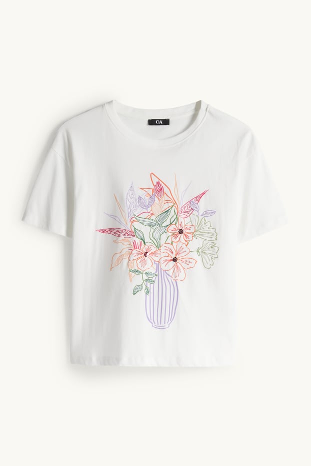 Femei - Tricou - regular fit - aspect lucios - alb-crem