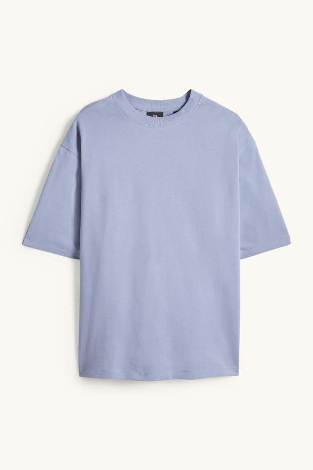 Pánské - Tričko - oversized - světle modrá