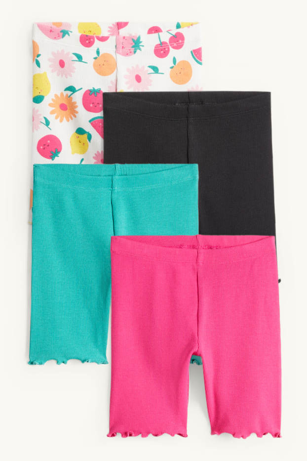 Kinder Mädchen - Multipack 4er - Obst - Radlerhose - gerippt - bunt