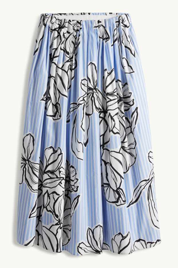 Dona - Faldilla prisada - de ratlles - de flors - blanc/blau