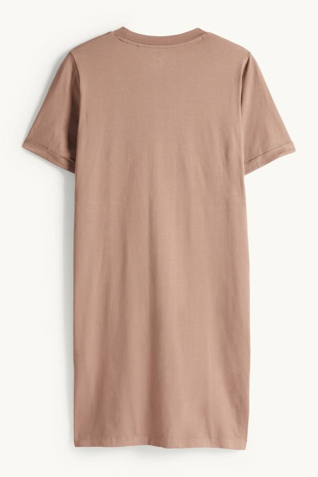 Damen - Still-T-Shirt-Kleid - hellbraun