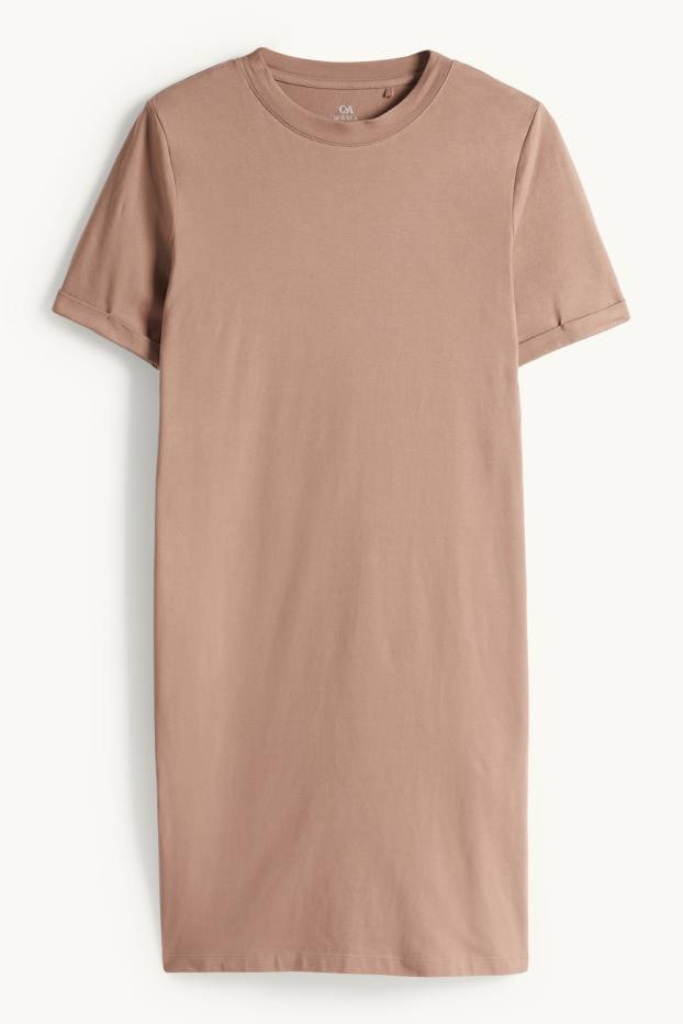 Damen - Still-T-Shirt-Kleid - hellbraun