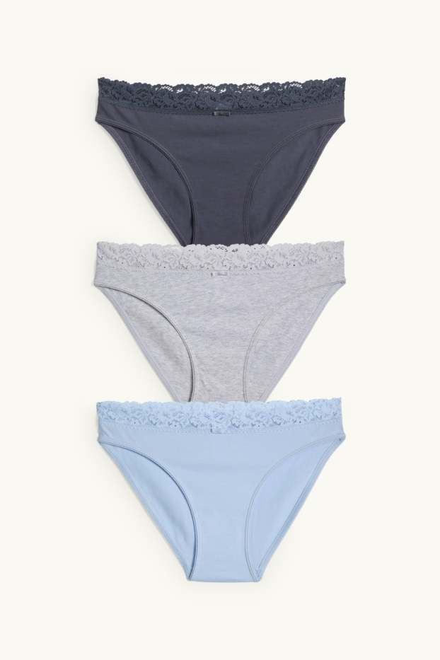 Femmes - Lot de 3 - culottes - bleu / gris