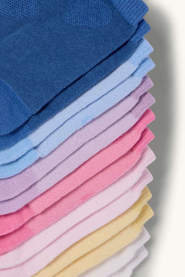 Children Girls - Multipack of 7 - heart - pointelle socks with motif - multicoloured