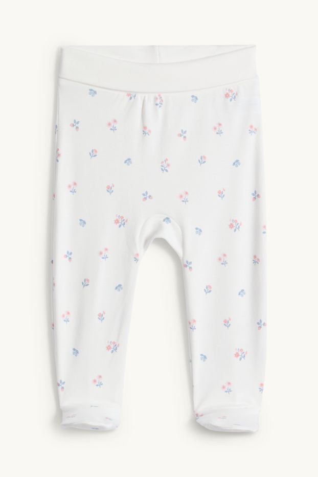 Baby Mädchen - Mäuschen und Blümchen - Erstlingsoutfit - 2 teilig - weiss / rosa