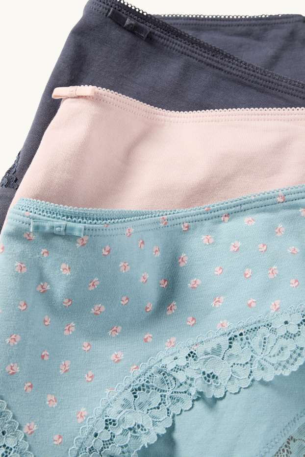 Dona - Paquet de 3 - calces hipster - rosa/blau