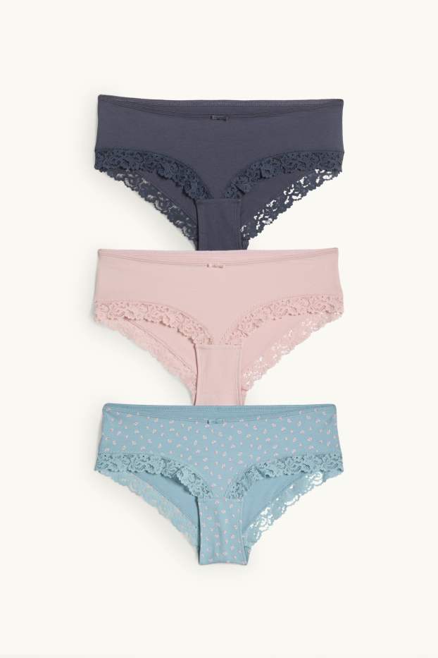 Dona - Paquet de 3 - calces hipster - rosa/blau