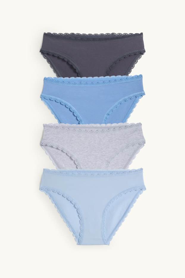 Donna - Confezione da 4 - slip - blu / grigio