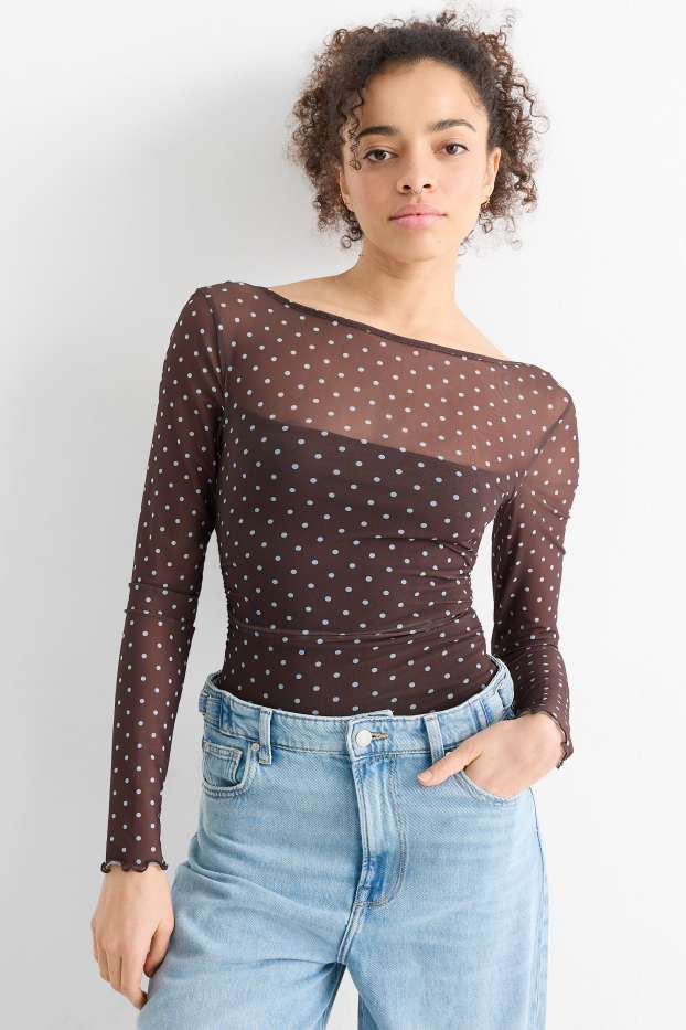 Femmes - Body pour bébé - à pois - marron foncé