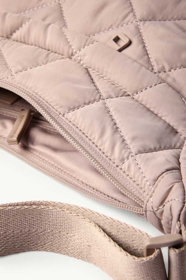 Dámské - Prošívaná taška přes rameno - světle béžová