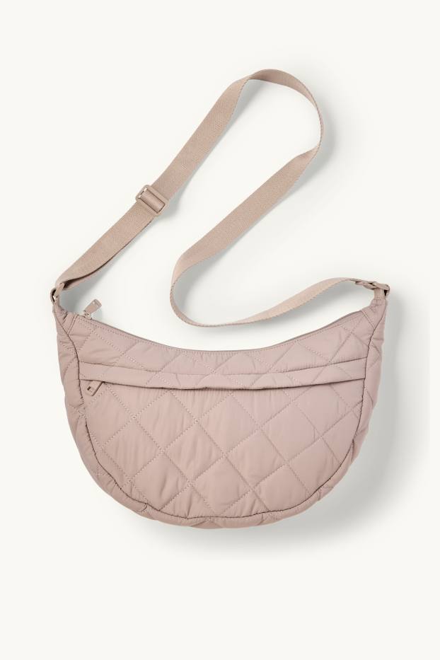 Dámské - Prošívaná taška přes rameno - světle béžová