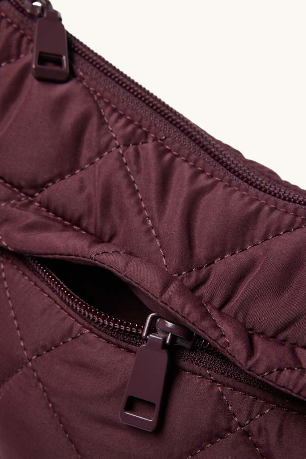 Dames - Schoudertas met stiksels - bordeaux