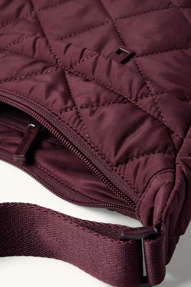 Dames - Schoudertas met stiksels - bordeaux