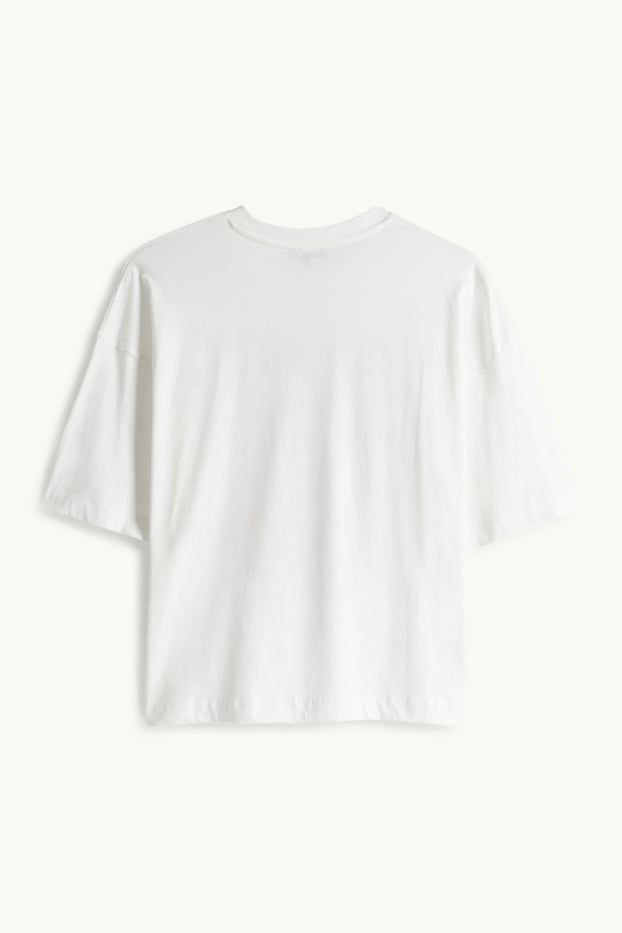 Donna - T-shirt - regular fit - effetto brillante - bianco