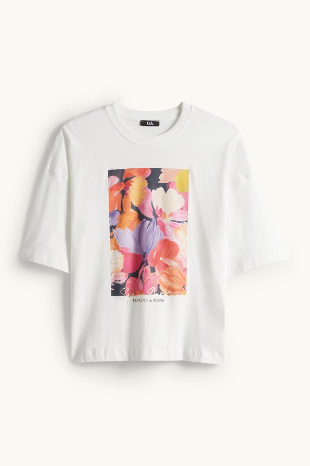 Donna - T-shirt - regular fit - effetto brillante - bianco