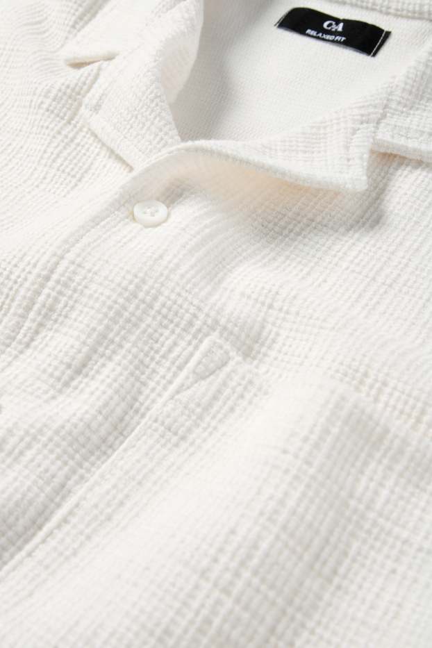 Hombre - Camisa - relaxed fit - cuello solapa - con textura - blanco