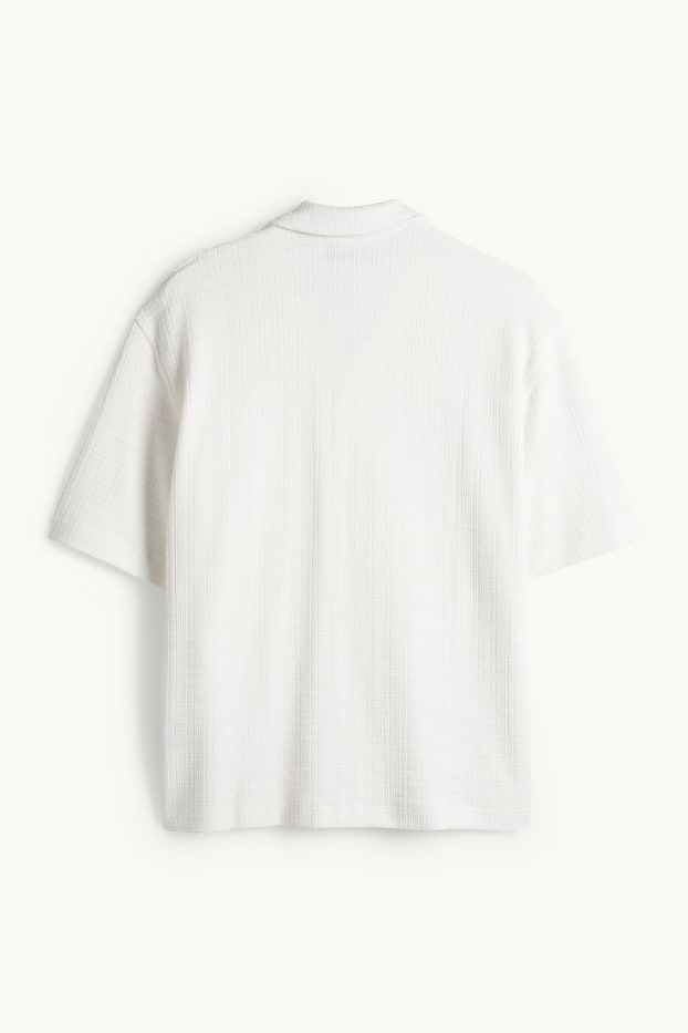 Hombre - Camisa - relaxed fit - cuello solapa - con textura - blanco