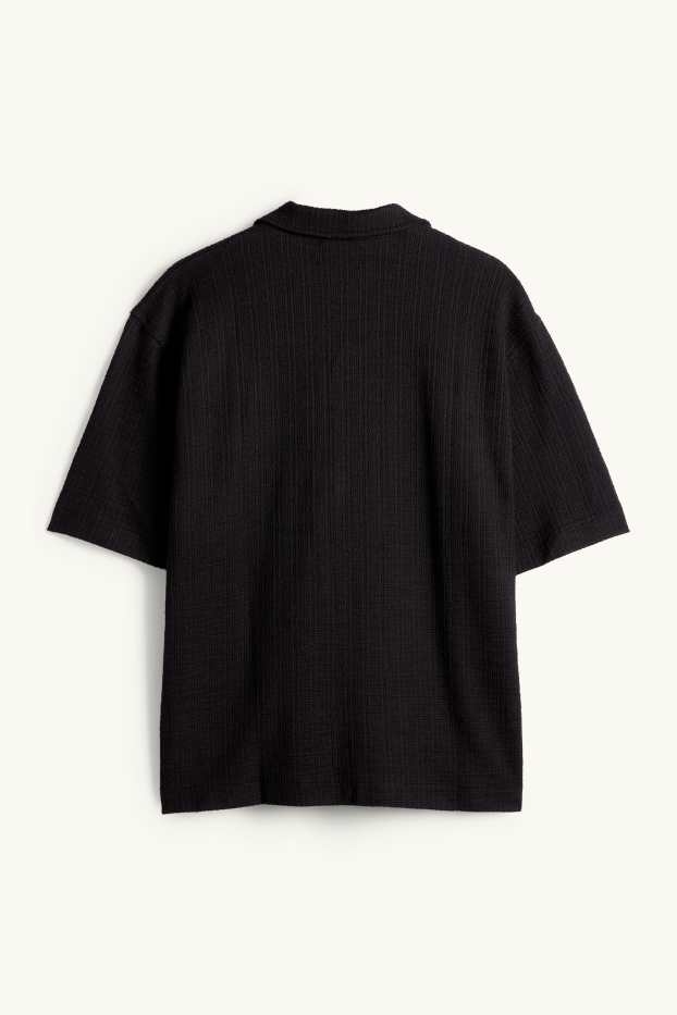 Hommes - Chemise - relaxed fit - col à revers - texturé - noir