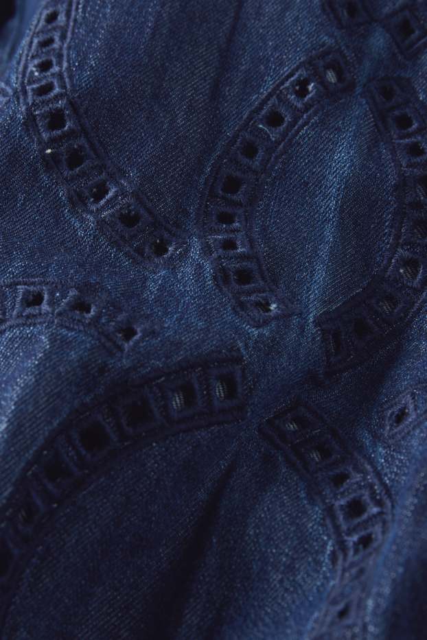 Femmes - Robe-chemisier en jean à ceinture - bleu foncé