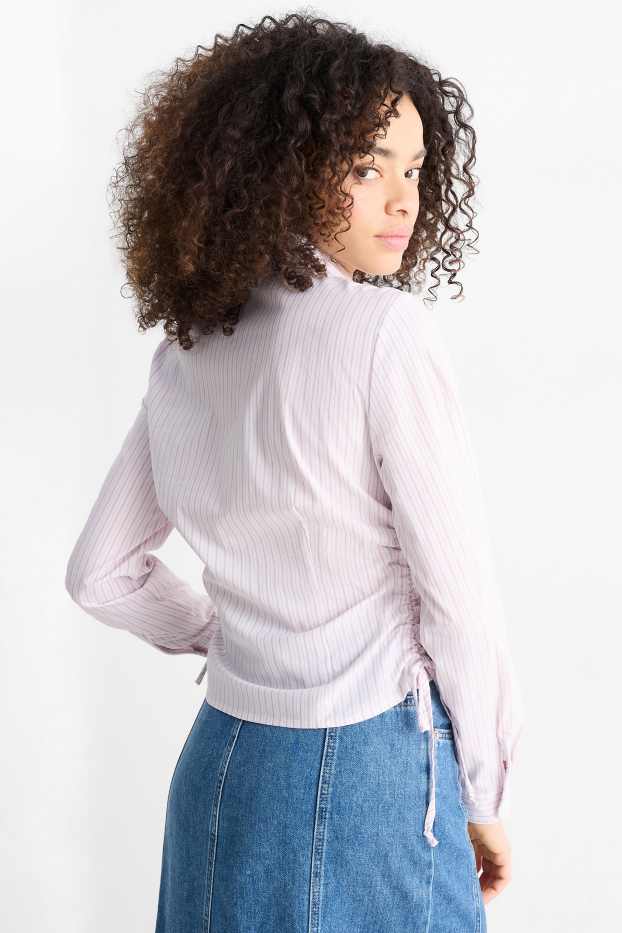 Damen - Bluse - gestreift - rosa