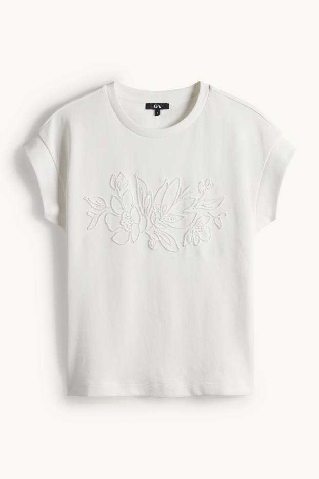 Dámské - Tričko - regular fit - krémově bílá