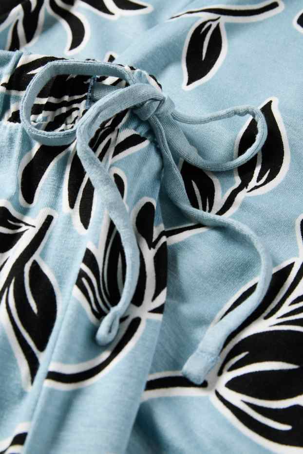 Donna - Pantaloni pigiama di viscosa - a fiori - blu