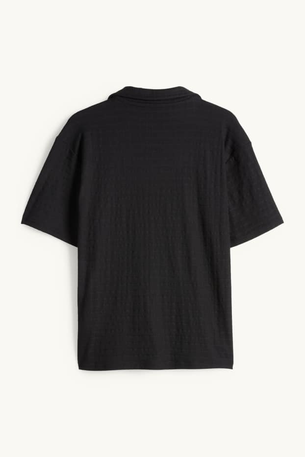 Kinder Buben - Hemd - strukturiert - schwarz