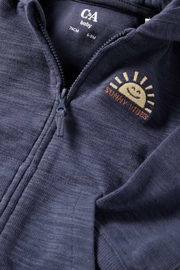Baby Jungen - Sonne - Baby-Sweatjacke mit Kapuze - strukturiert - dunkelblau