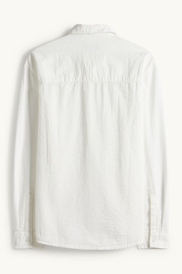 Hommes - Chemise - relaxed fit - col kent - finition texturée - blanc