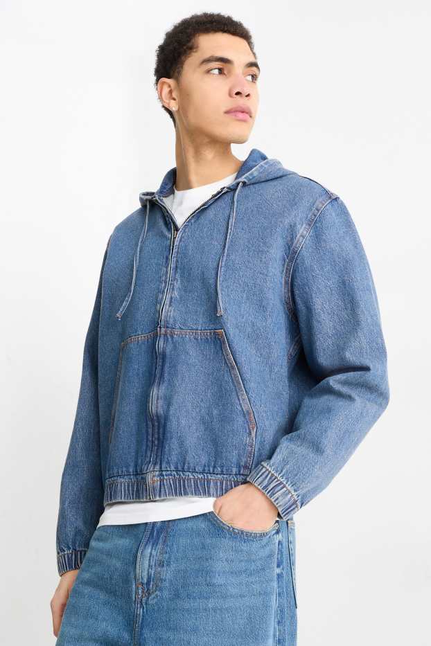 Uomo - Giacca di jeans con cappuccio - jeans blu